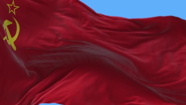 4k Voormalige Sovjet-Unie vlag langzame rimpels wuivende wind naadloze lus achtergrond. — Stockvideo