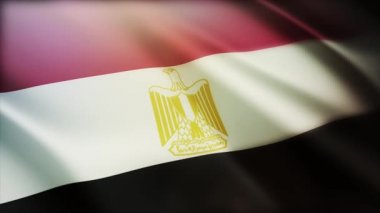 4k Mısır Ulusal bayrağı Mısır 'ın pürüzsüz arka planında rüzgarı kırıştırıyor.