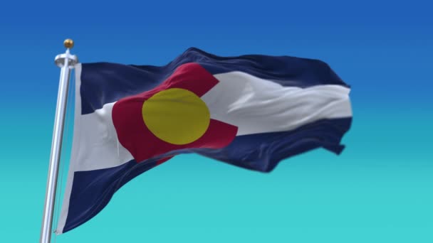 4k Colorado flag,state in United States America,cloth texture loop background. — Stock Video