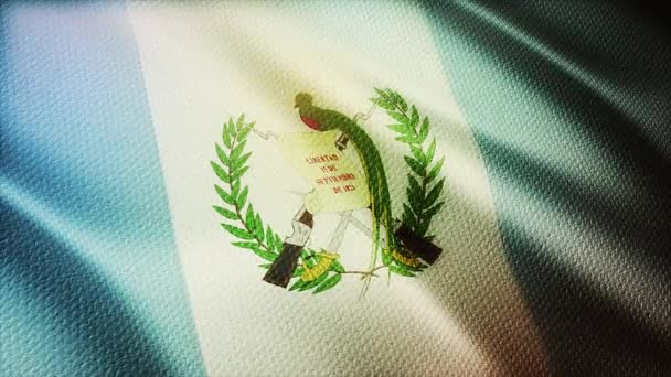 4k危地马拉国旗在危地马拉无缝回旋背景下起皱 — 图库视频影像