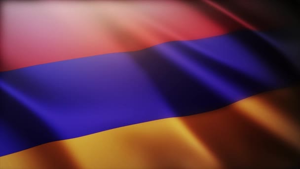 4k Arménie Národní vlajky vrásky ve větru Arménské bezešvé smyčky pozadí. — Stock video