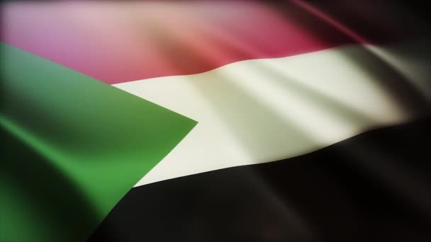 4k Sudan Ulusal Bayrağı Sudan rüzgarının pürüzsüz arka planında kırışıyor. — Stok video