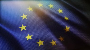 4k Avrupa Birliği AB Bayrağı rüzgarsız arka planda yavaş dalgalanıyor.