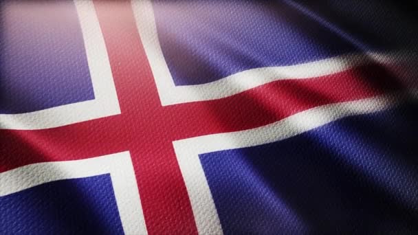 4k Iceland National flag wrinkles wind in Icelandic seamless loop background. — Stock Video