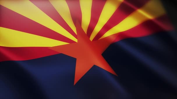 4k Arizona flagga, stat i USA Amerika, tyg textur loop bakgrund. — Stockvideo