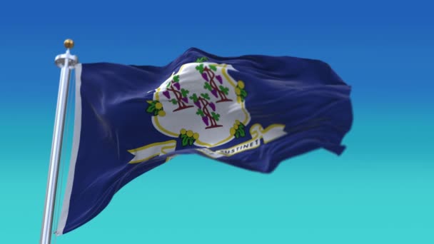 4k Connecticut vlag, Verenigde Staten Amerika, textiel textuur lus achtergrond. — Stockvideo