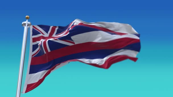 4k Hawaï vlag, staat in Verenigde Staten Amerika, stof textuur lus achtergrond. — Stockvideo