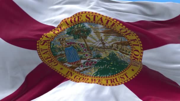 4k Florida Flagge, Bundesstaat in den Vereinigten Staaten von Amerika, Stoff Textur Schleife Hintergrund. — Stockvideo
