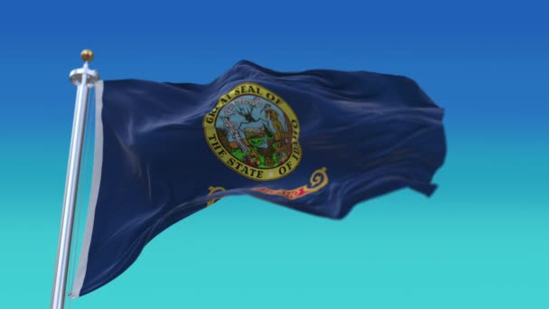 4k Bandera de Idaho, Estado en Estados Unidos, fondo de lazo de textura de tela . — Vídeo de stock