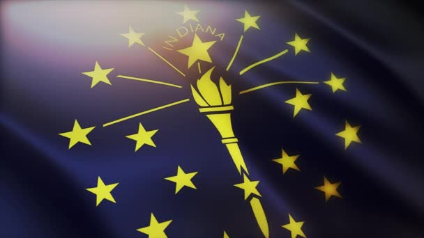 4k Indiana Flagge, Bundesstaat in den Vereinigten Staaten von Amerika, Stoff Textur Schleife Hintergrund. — Stockvideo