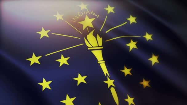 4k Indiana vlag, staat in Verenigde Staten Amerika, stof textuur lus achtergrond. — Stockvideo