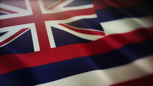 4k Bandera de Hawai, Estado en Estados Unidos, fondo de lazo de textura de tela . — Vídeos de Stock