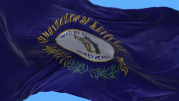 4k Kentucky flagga, Delstat i USA, tyg textur loop bakgrund. — Stockvideo