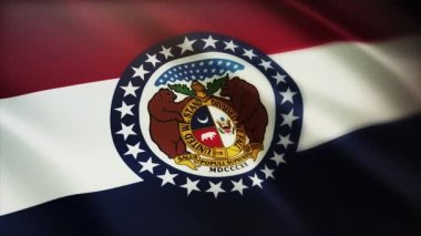 4k Missouri bayrağı, Amerika Birleşik Devletleri, kumaş dokusu döngü arka planı.