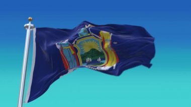 4k New York bayrağı, Amerika Birleşik Devletleri, kumaş dokusu döngü arka planı.