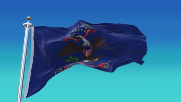 4k North Dakota flagga, delstat i USA, trasa loop bakgrund. — Stockvideo