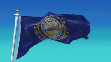 4k New Hampshire bayrağı, Amerika Birleşik Devletleri, kumaş döngü arka plan.