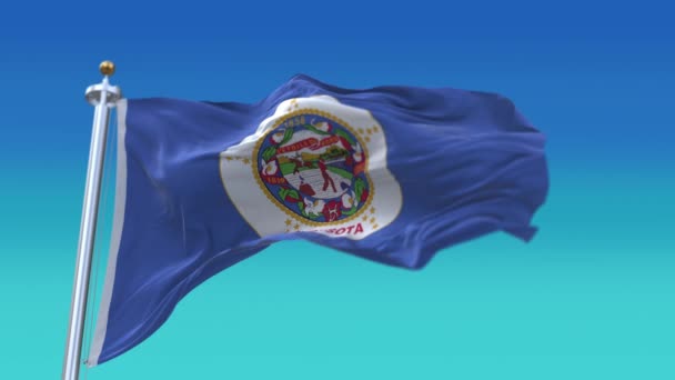 Bandera de 4k Minnesota, Estado en Estados Unidos, fondo de lazo de textura de tela . — Vídeo de stock