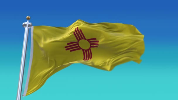 4k Bandera de Nuevo México, Estado en Estados Unidos, fondo de lazo de textura de tela — Vídeo de stock