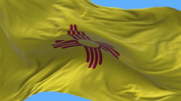 4k flaga Nowego Meksyku, Stan w Stanach Zjednoczonych Ameryki, tkanina tekstury pętli tło — Wideo stockowe