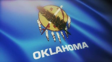 4k Oklahoma bayrağı, Amerika Birleşik Devletleri, kumaş dokusu döngü arka planı.