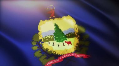 4k Vermont bayrağı, Amerika Birleşik Devletleri eyaleti, kumaş dokusu döngüsü arka planı.
