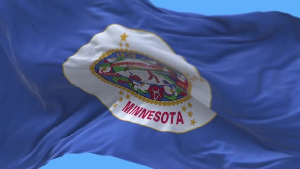 Bandera de 4k Minnesota, Estado en Estados Unidos, fondo de lazo de textura de tela . — Vídeos de Stock