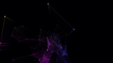 4k soyut dijital arkaplan ve VR biçimindeki düğümlerden oluşan grafik.