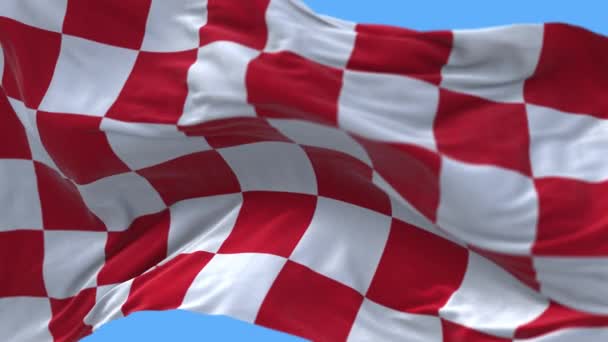 4k Bandiera gara a scacchi tessuto di seta sventolando Check Racing Flags, panno sventolante. — Video Stock