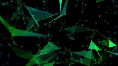 4k soyut dijital arkaplan ve 5G sembollü düğümlerden oluşan grafikler.