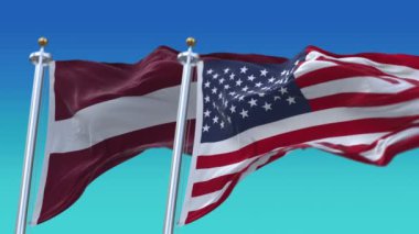 4k Amerika Birleşik Devletleri Usa ve Letonya Ulusal bayrağı pürüzsüz.