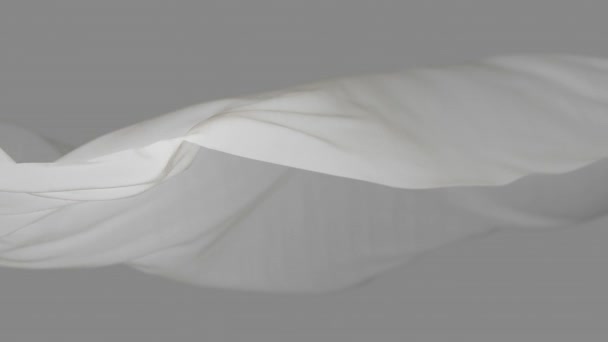 4k Біла хвиляста шовкова тканина у вітрі, безшовний хвилястий прапор тканини петлі фону . — стокове відео