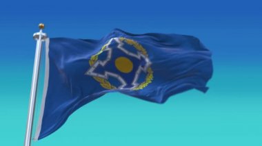 4k Kolektif Güvenlik Antlaşması Organizasyon bayrağı, CSTO bez döngü arka planı.