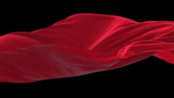 4k Red wavy silk fabric fluttering wind, seamless waving flag cloth background . — стоковое видео