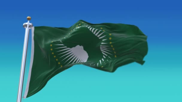 4k African Union flag,cloth texture seamless loop background. — Stock Video