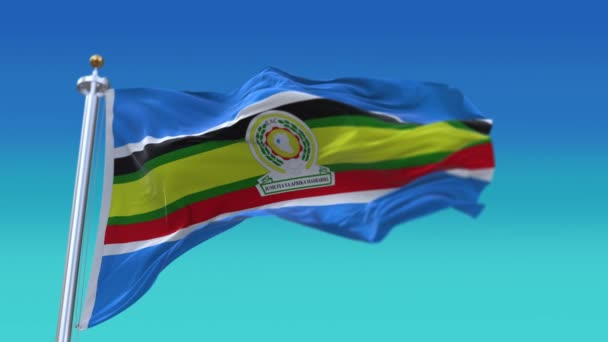 4k East African Community flag, EAC cloth texture seamless loop background. — 비디오