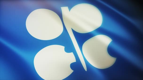 석유 수출국 기구 4k Organization of the Petroleum Exporting Countries flag, OPEC loop 배경. — 비디오