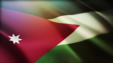 4k Jordan Ulusal bayrağı Ürdün gökyüzü arka planında pürüzsüz bir rüzgar döngüsü kırışıyor