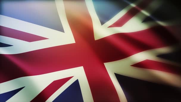 4k Velká Británie National flag wrinkles loop seamless wind in sky background. — Stock video