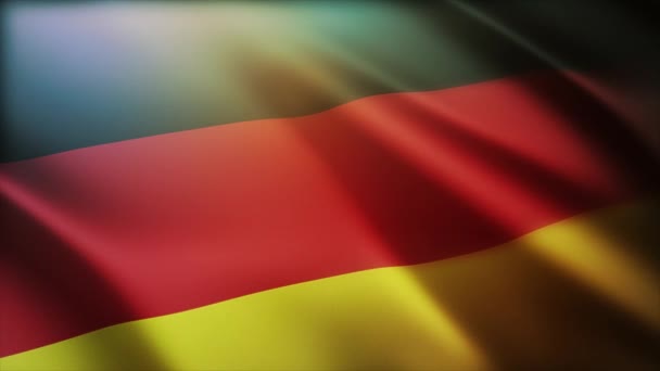 4k Allemagne drapeau national rides boucle vent sans couture en arrière-plan du ciel allemand. — Video