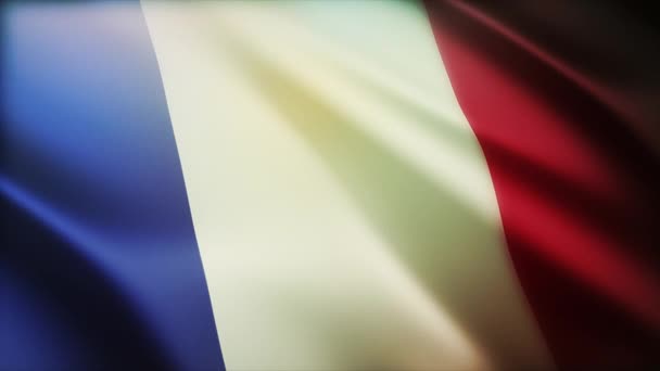4k naadloos Frankrijk Nationale vlag zwaaien in het Frans naadloze lus achtergrond. — Stockvideo
