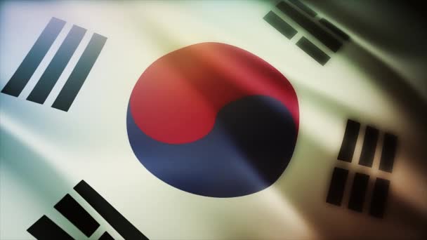 4k Koreai Köztársaság Dél-Korea Nemzeti zászló ráncok zökkenőmentes háttér. — Stock videók