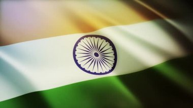 4k Hindistan Ulusal bayrak kırışıklıkları Hindistan 'ın gökyüzü arka planında pürüzsüz rüzgar döngüsü.