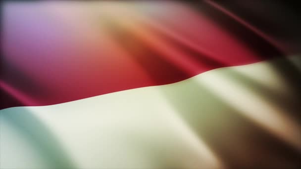 4k Indonesien Nationalflagge Falten Schleife nahtloser Wind in blauem Himmel Hintergrund. — Stockvideo