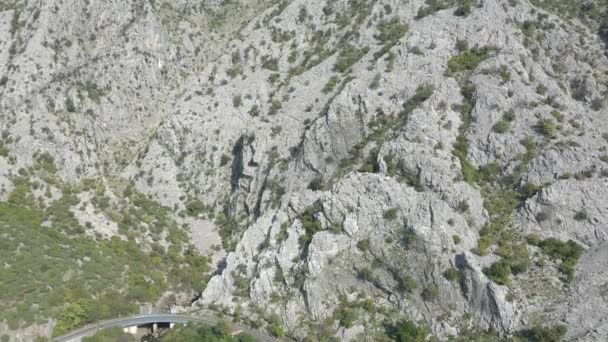 Aerial Shot Small Marina Boka Kotor Bay Montenegro Moored Boats — Stock Video