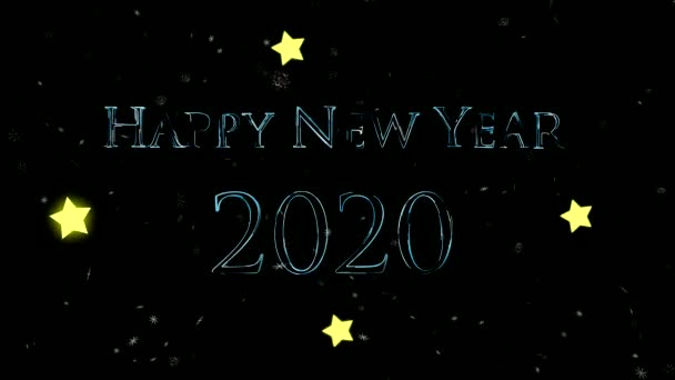 Inscription Happy New Year Appears Blue Black Background Shimmers White — Stock Video