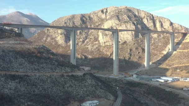 Ripresa Aerea Della Costruzione Della Prima Autostrada Del Montenegro Autobahn — Video Stock