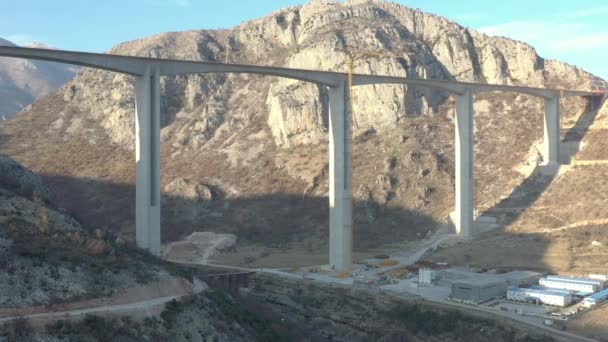 Aerial Shooting Construction Montenegro First Expressway Autobahn Highway Montenegro Serbia — Stock Video