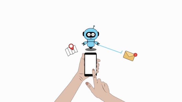 Animation Eines Chatbots Eines Unternehmensassistenten Visualisierung Von Geschäftsprozessen Und Dienstleistungen — Stockvideo