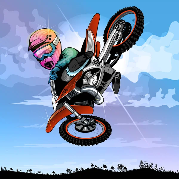 Dibujos Animados Motocross Divertido Para Cualquier Idea Fresca Eps — Archivo Imágenes Vectoriales